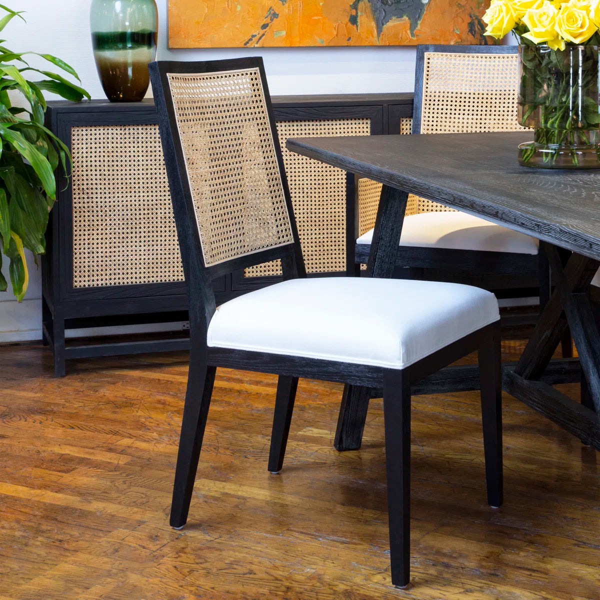 Norton Dining Chair, Antique Black Frame
