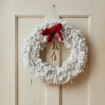 Cotton Blend Yarn Wreath with Red Bow, 18