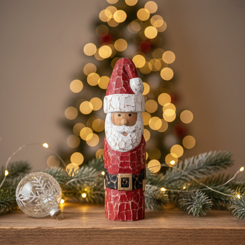 Handmade Mango Wood Santa, 16 in.