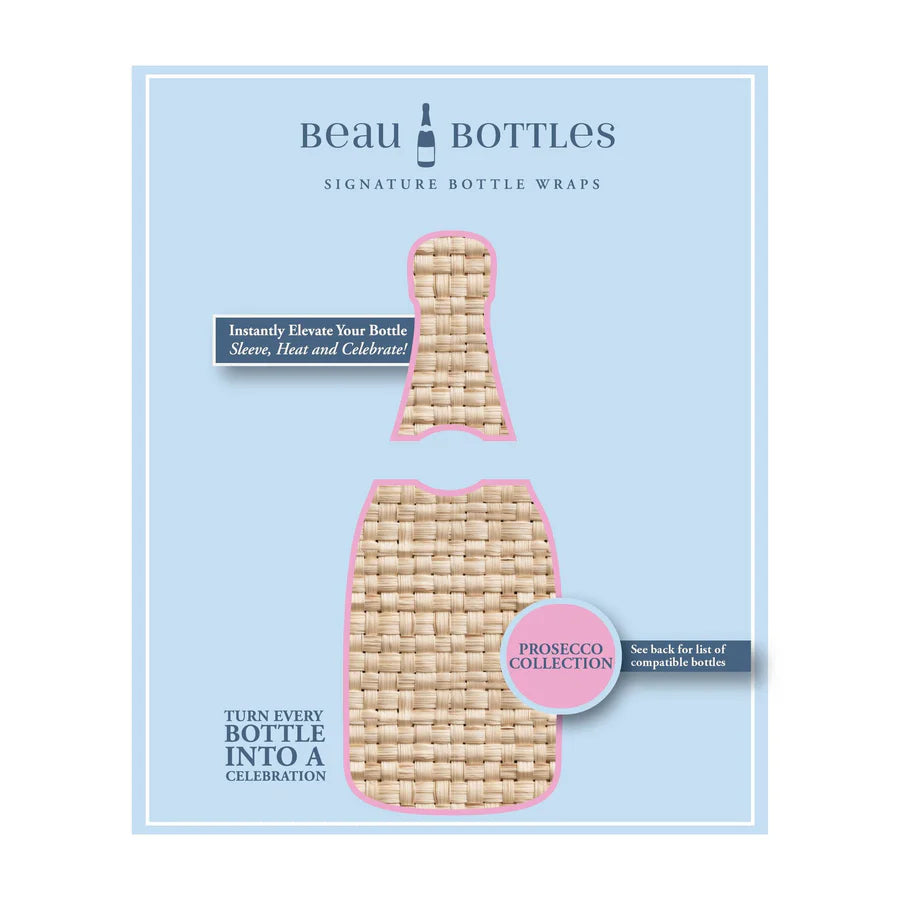 Beau Bottles Prosecco Collection, Honey Rattan Weave
