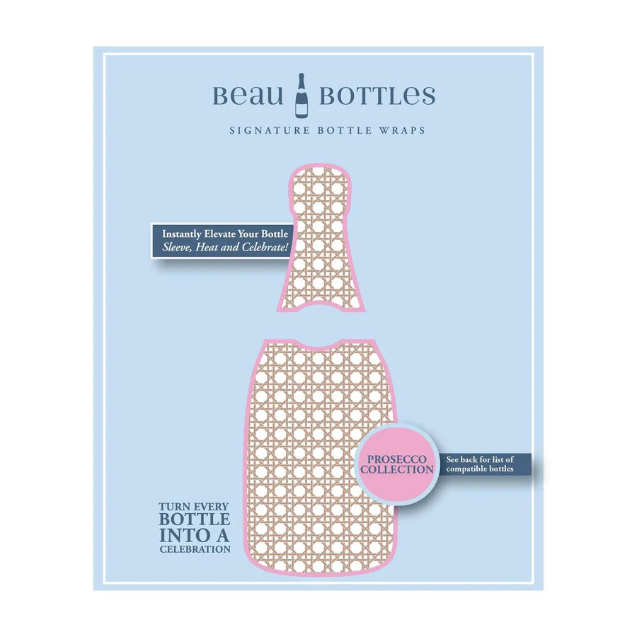 Beau Bottles Prosecco Collection, Brown and White Cane