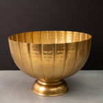 Hammered Grooved Pedestal Bowl, Gold, 14 in. 2