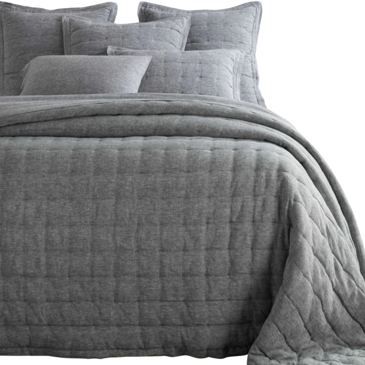 Lush Linen Puff, Black, King Bedding
