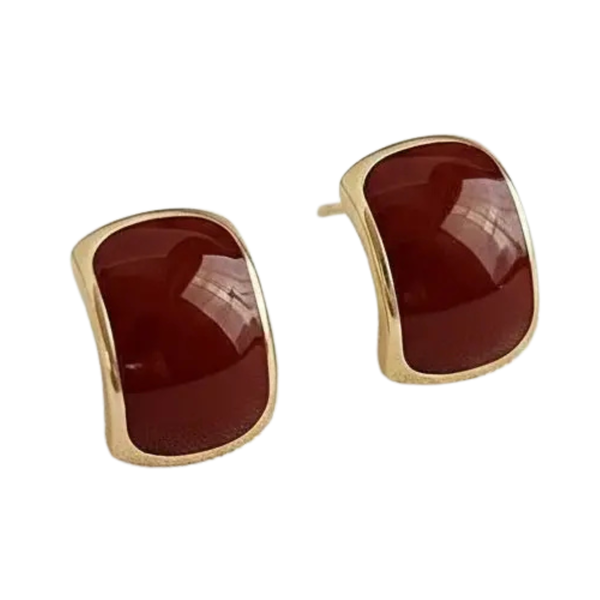 Geometric Vintage Red Drop Earrings