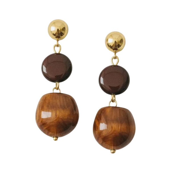 Retro Caramel Tone Stud Earrings