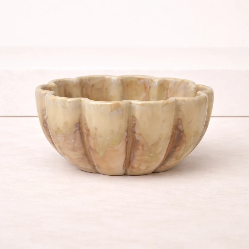 Fluted Scalloped Bowl, Brown, 5.8x5.8in
