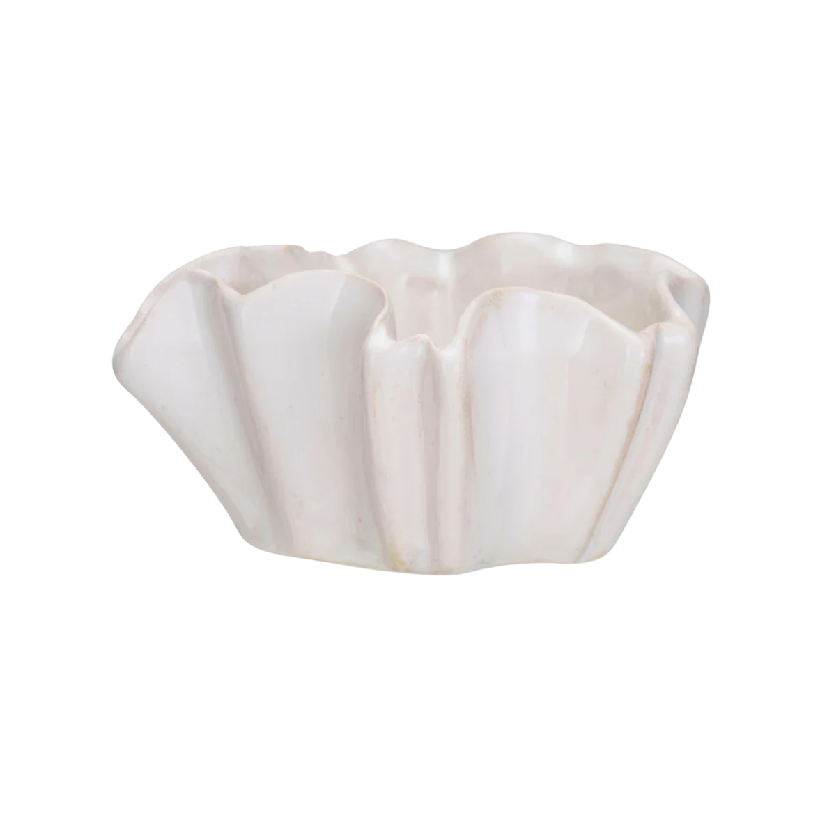 Stoneware Pleated Planter, 4