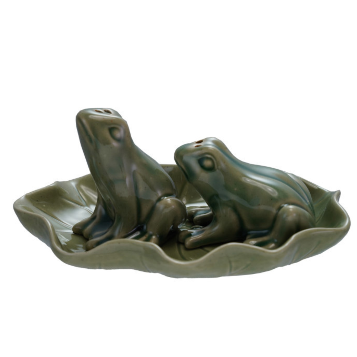 Frog Salt & Pepper Shakers with Tray