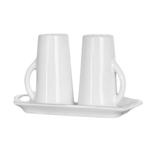 Salt and Pepper Shakers with Tray, White 1