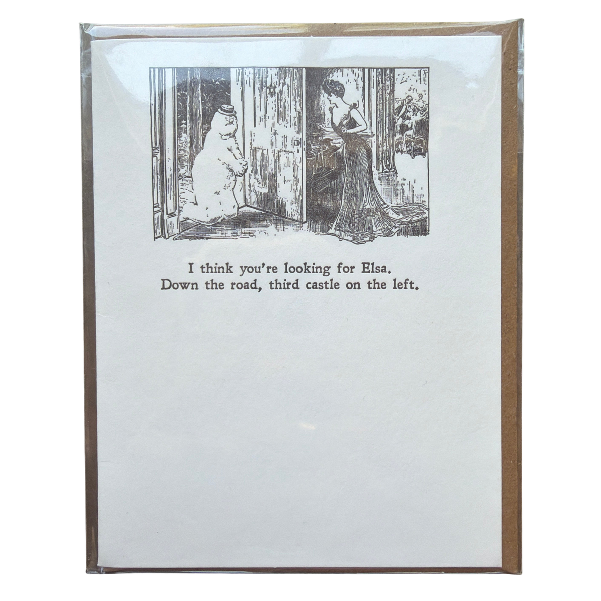 Gibson Girl Looking for Elsa Letterpress Greeting Card
