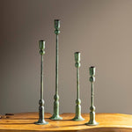 Forged Iron Taper Candle Holders, Green Patina, Extra Large, 19 in. 2