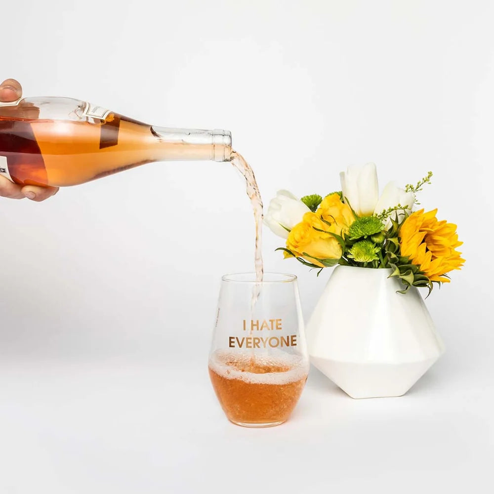 Gold Foil Wine Glass, I Hate Everyone