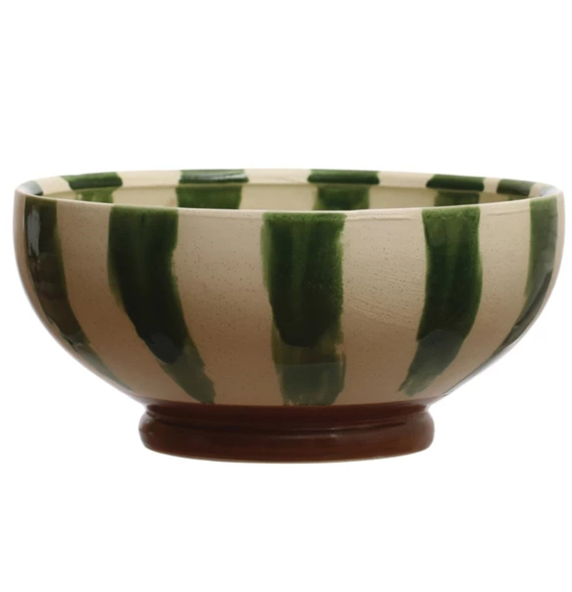 Hand Painted Stoneware Footed Bowl, 10 in.