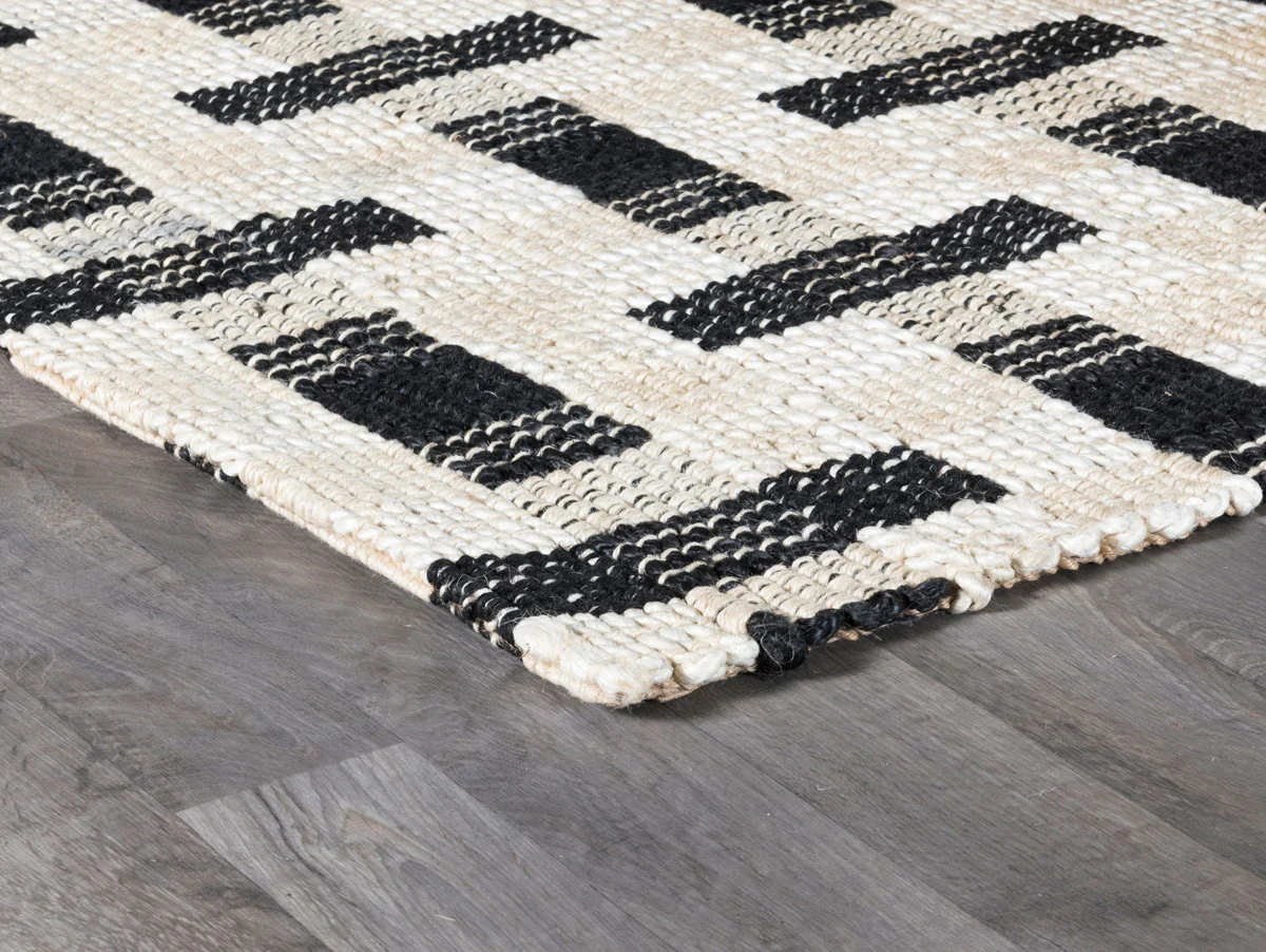 Preston Rug, 2 X 3, Ivory and Black
