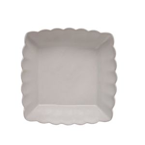 Large Stoneware Serving Dish w/ Scalloped Edge in a neutral color, perfect for kitchen, dining, and entertaining from Knotty and Board, every room needs a little Knotty and Board.