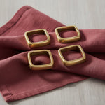 Square Gold Napkin Rings, Set of 4 2