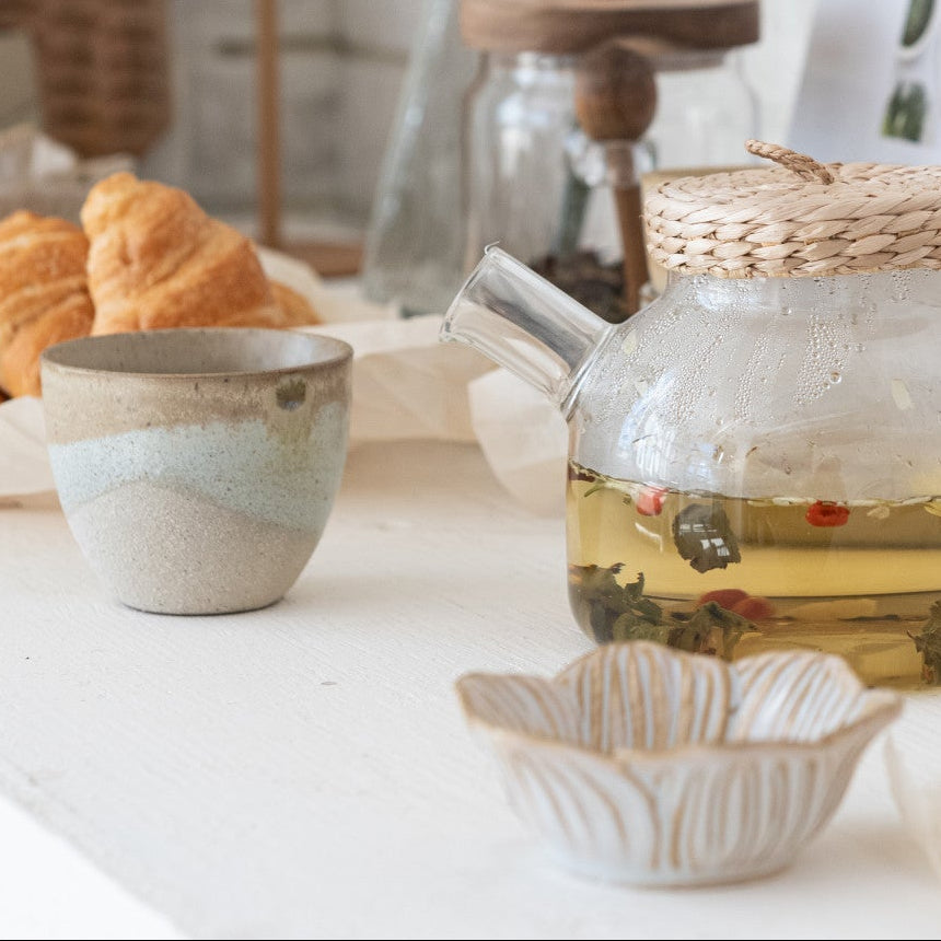 Stoneware Flower Shaped Bowls, Set of 4, 6-3