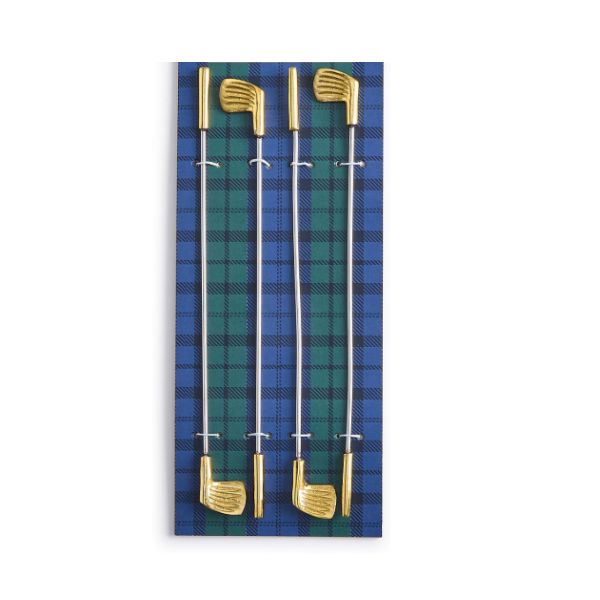 Golf Club Stirrers, Gold, Set of Four, 8.5 in.
