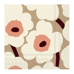 Lunch Napkin, 20 Ct, Marimekko Unikko Cream featuring a soft floral pattern in cream, beige, and muted coral, perfect for kitchen dining decor and gifts from Knotty and Board. 1