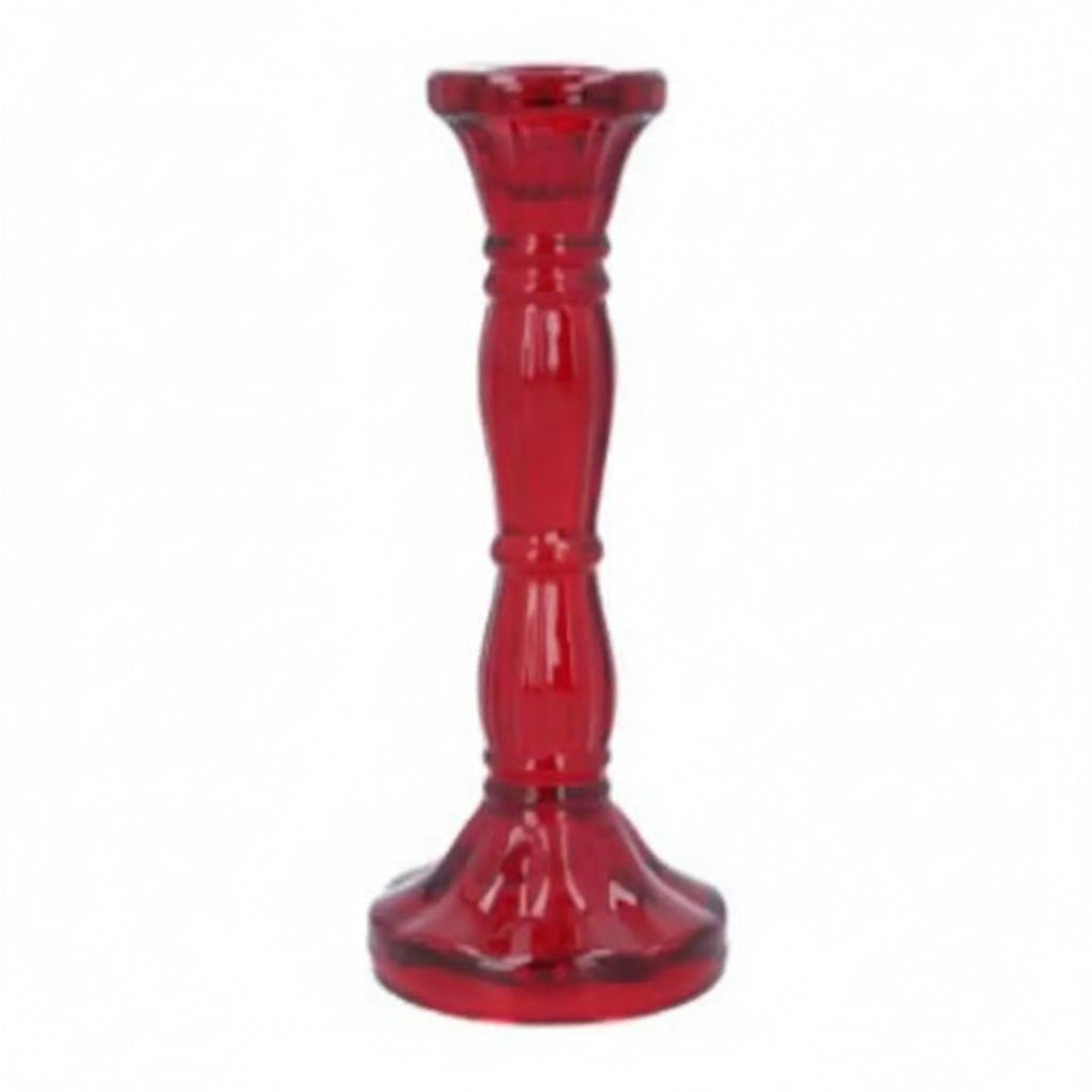 Glass Taper Holder, Red, 6 in.