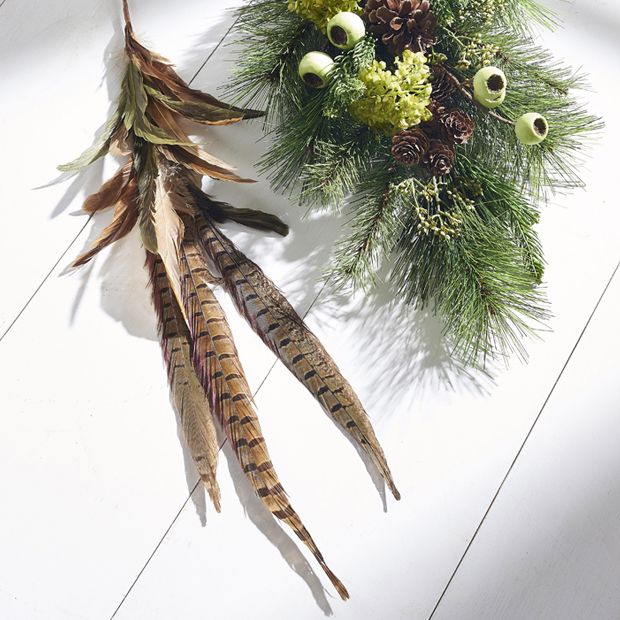 Mixed Feather Spray, 35 in.