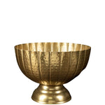 Hammered Grooved Pedestal Bowl, Gold, 12 in. with textured metal finish, ideal for elegant kitchen and dining decor, perfect for gifts or entertaining by Knotty and Board. 1