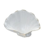Shell Shaped Dish, Reactive Crackle Glaze, White, perfect for kitchen or dining decor and entertaining, offered by Knotty and Board, a unique brick and mortar retailer. 1