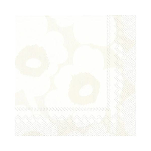 Paper Cocktail Napkin, 20 Ct, Unikko White Grey Marimekko with subtle floral pattern and intricate border, perfect for kitchen, dining, entertaining, and gifts from Knotty and Board. Every Room Needs A Little Knotty and Board.