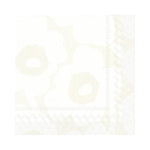 Paper Cocktail Napkin, 20 Ct, Unikko White Grey Marimekko with subtle floral pattern and intricate border, perfect for kitchen, dining, entertaining, and gifts from Knotty and Board. Every Room Needs A Little Knotty and Board. 1