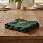 Slub Cotton Everyday Napkins, Set of Four, Dark Green 2