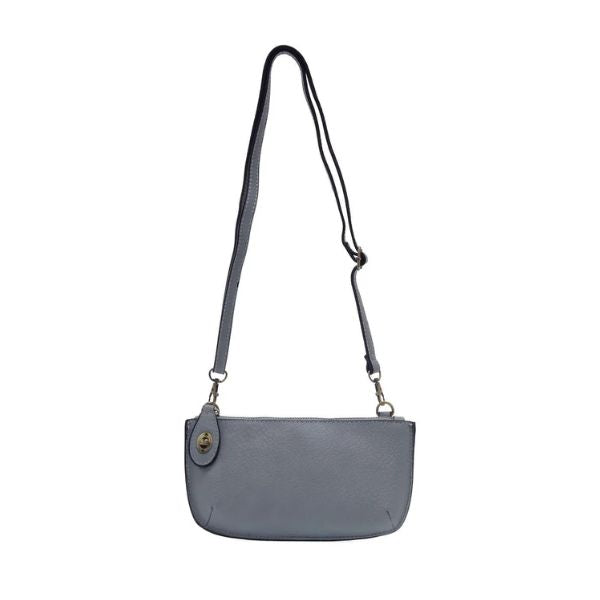 Mini Crossbody Wristlet Clutch, Blue Grey