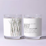 Two hand-poured Just Bee White Birch Candle, 7 oz glass candles with birch tree design labels, perfect for home decor, gifts, or kitchen ambiance from Knotty and Board. 2