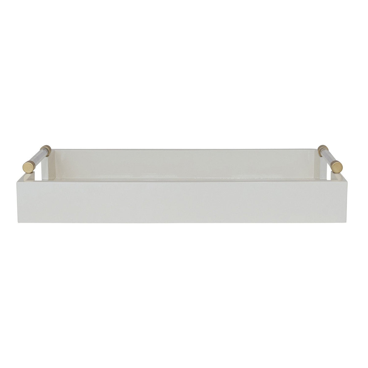 Wooden Tray with Metal Handles, White, 20