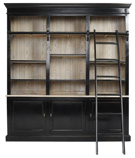 Cambridge Library w/Ladder - Black/Natural, 83