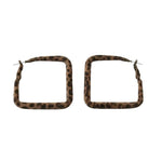 Leopard Print Square Hoop Earrings featuring bold animal print design, perfect jewelry gift for adding stylish decor accents, available from Knotty and Board. 1