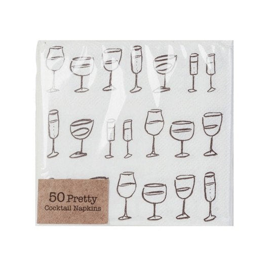 Paper Cocktail Napkins w/ Wine Art, 4