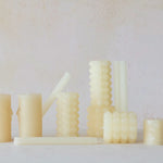 Hobnail Taper Candles, Unscented, Set of Two, Cream, 10 in. 2