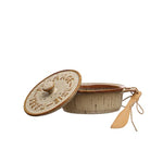 Round Stoneware Brie Baker w/ Bamboo Spreader, 9.25 in. 1