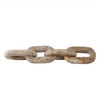 Marble 4-Link Chain Sculpture, Ivory/Beige 14 in. features smooth connected links in natural stone tones, perfect for stylish home decor or unique gifts from Knotty and Board. 1