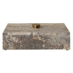 Griseus Box, 10 X 3 X 6 in. with a natural stone texture and brass hexagonal knob, perfect for stylish decor and gifts in any room from Knotty and Board. Every Room Needs A Little Knotty and Board. 1