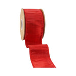 Wired 2.5 in. Metallic Dupioni Ribbon, Red, 10 yd. 1