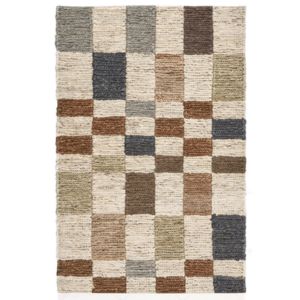 Soumak Jute Rug, 2 X 3, Check Natural Multi featuring a modern check pattern in neutral tones, perfect for adding natural decor charm to any room, available at Knotty and Board.