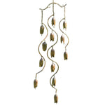 Flamed Triple Bell Spiral Wind Chime with rustic metal bells hanging on curved rods, perfect for adding charming decor and a soothing sound to any outdoor or indoor space, a unique gift idea from Knotty and Board. Every Room Needs A Little Knotty and Board. 1