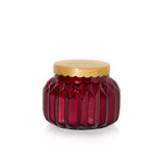 Capri Blue, Sugared Spice Twist, Royal Gem Petite Candle, 8 oz. in a rich red decorative glass jar with gold lid, perfect for cozy kitchen and dining decor gifts from Knotty and Board. 1
