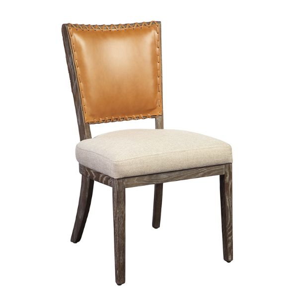 Lina Leather & Linen Chair, 21 x 22 x 35 in.