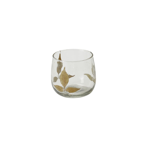 Elder Votive, 2.75" glass candle holder with delicate leaf design, perfect for adding a warm, natural touch to your decor, gifts, kitchen, or dining space from Knotty and Board.