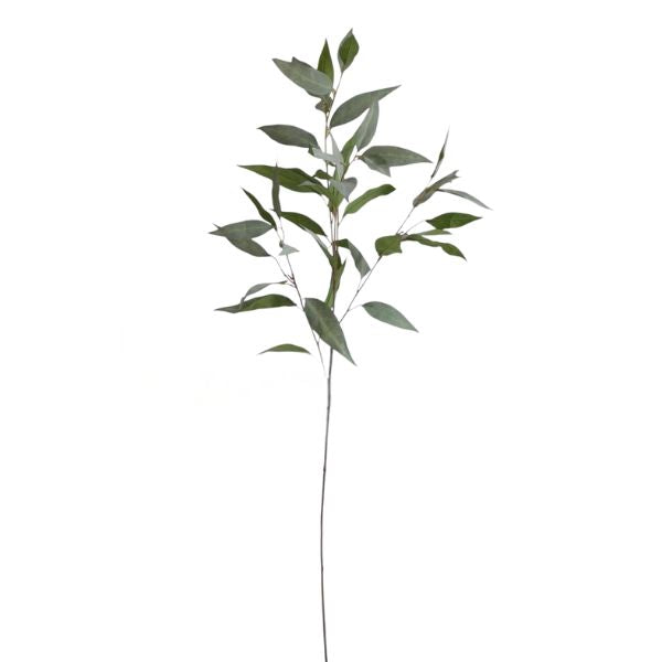 Frosty Eucalyptus, 41 in. artificial eucalyptus branch with slender green leaves, perfect for home decor and adding a natural touch to any room from Knotty and Board.