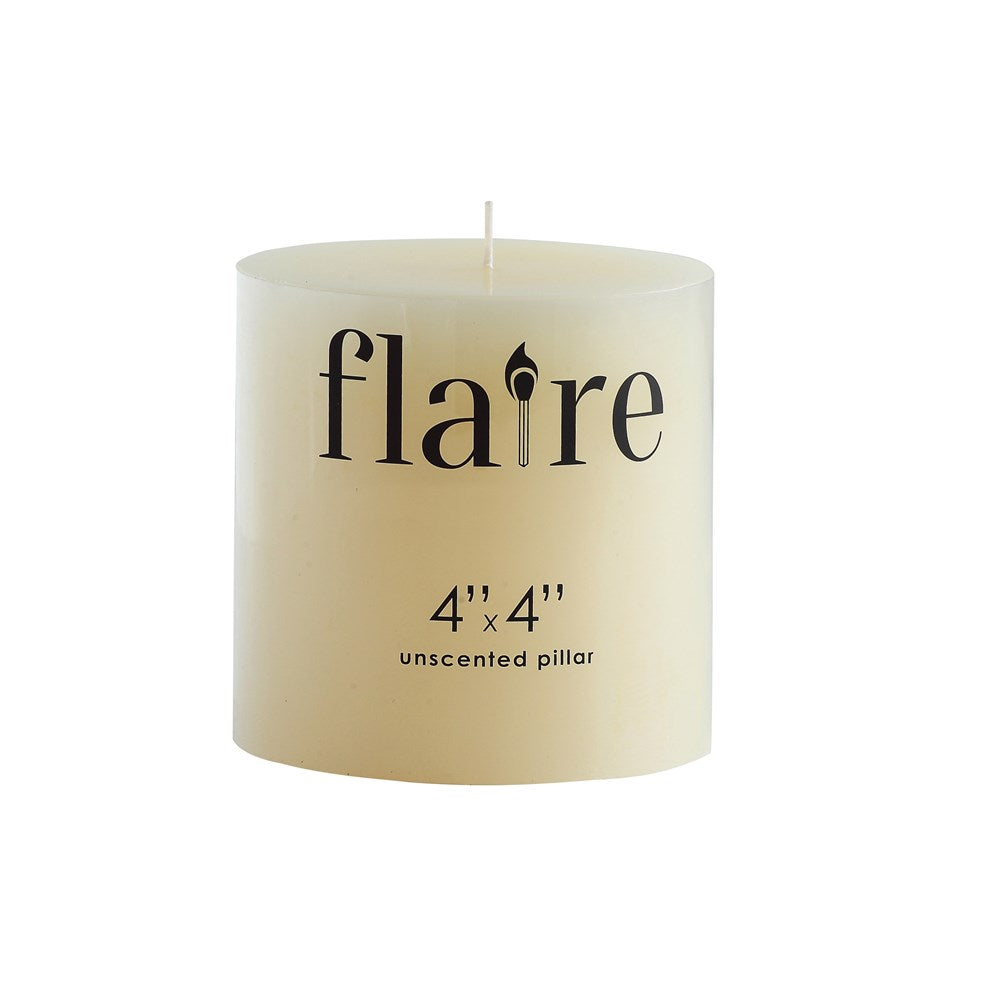 Cream-colored Unscented Pillar Candle, 4x4