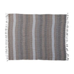 Woven Recycled Cotton Blend Throw with Stripes & Fringe, Multicolor, 60 X 50 in. 1