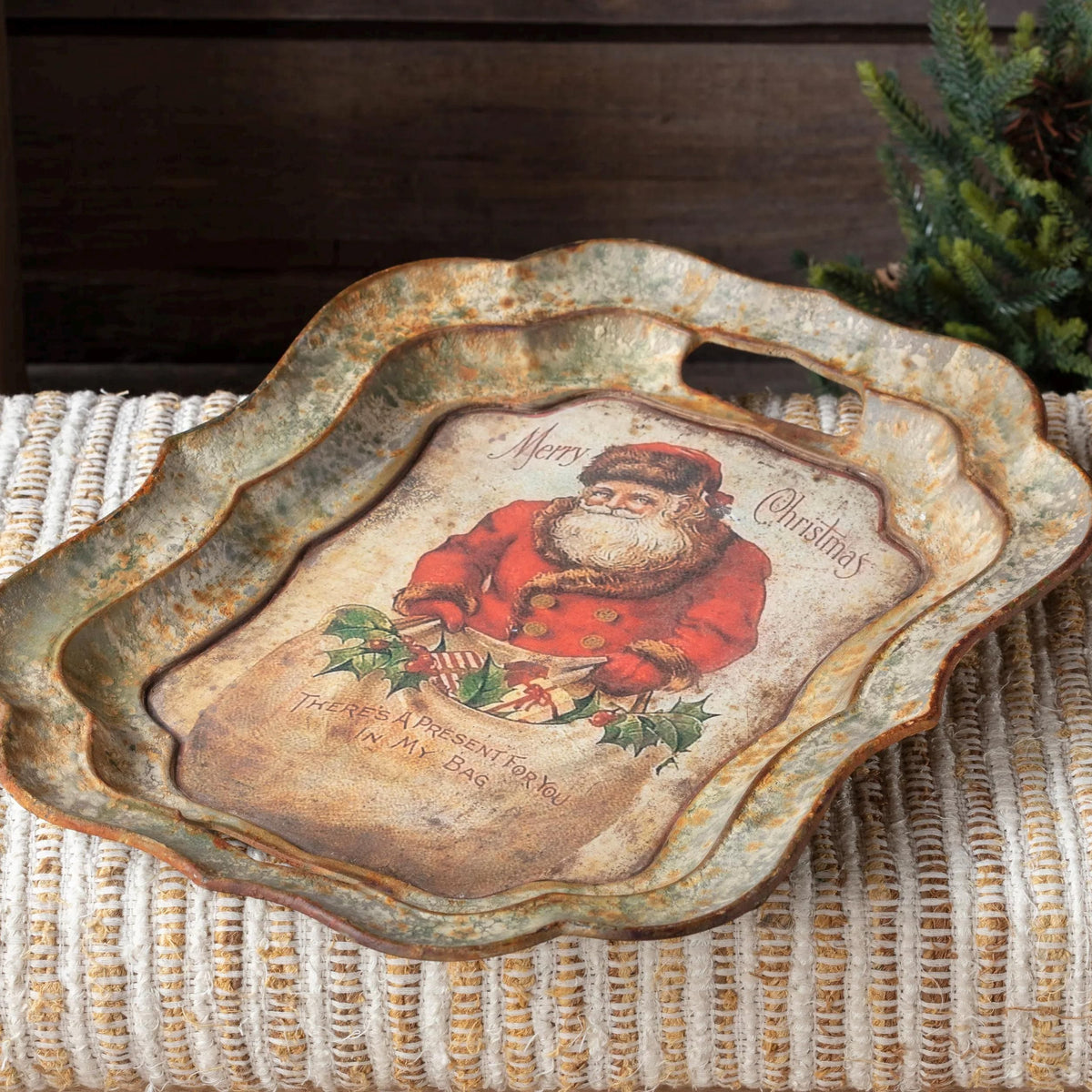 Vintage Santa with Bag Tray, 18.25 X 14.75 X 1.5 in.